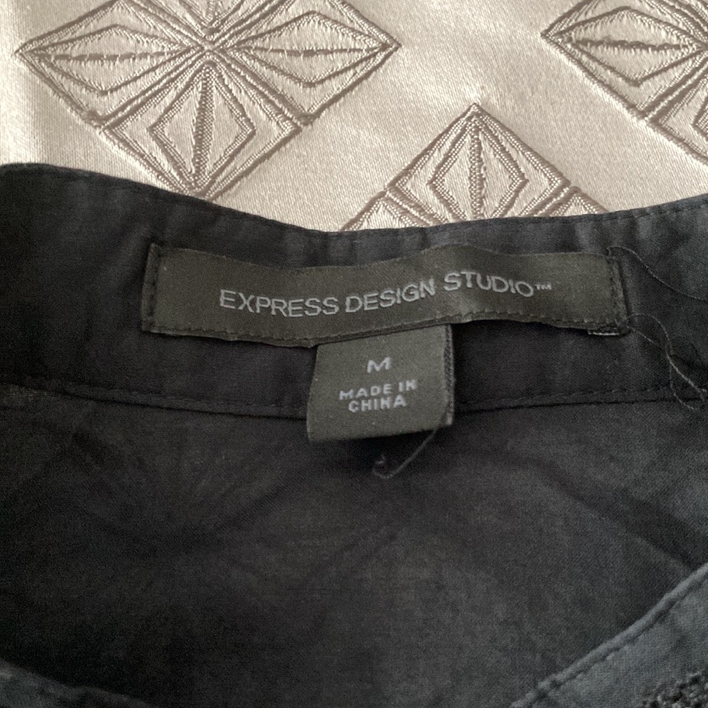 Express size M collarless,sheer black  button down - Picture 2 of 8